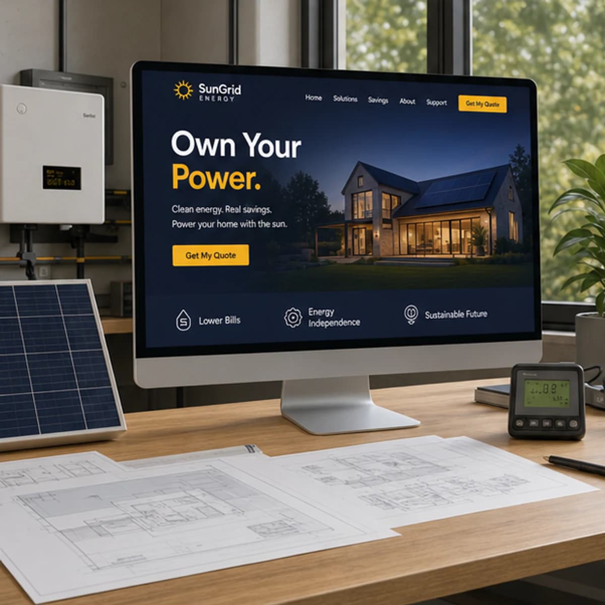 SunGrid Energy website displayed on a desktop monitor