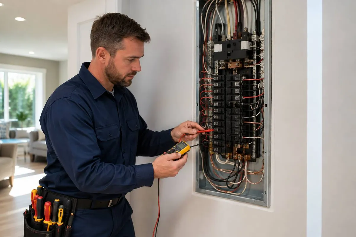 Electrician professional at work
