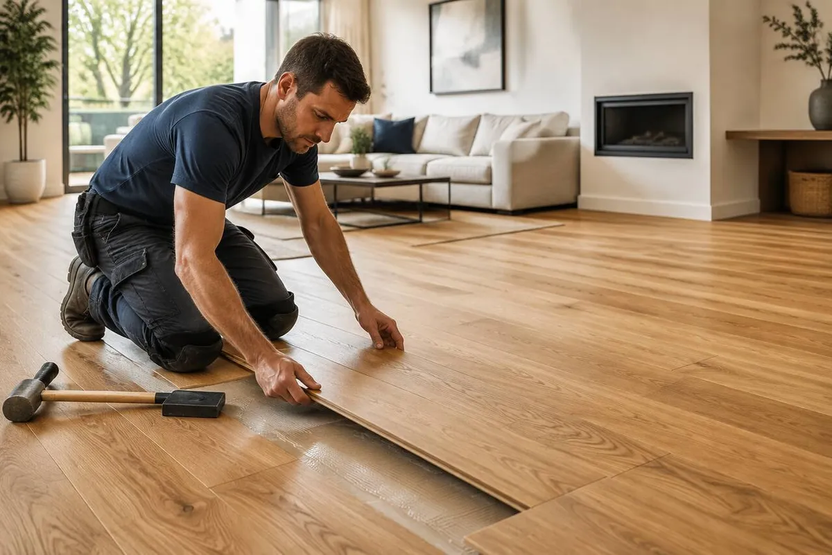 Flooring professional at work