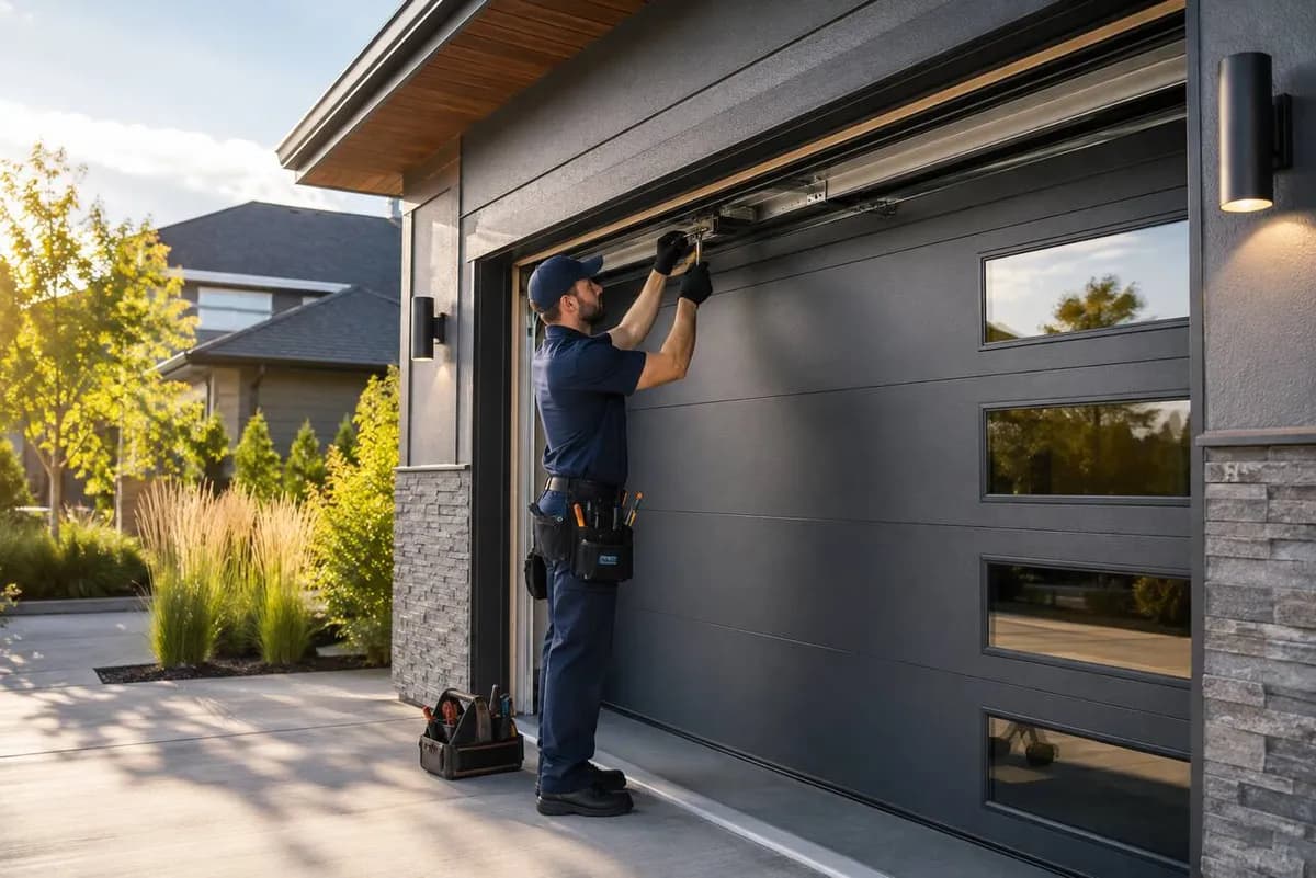 Garage Door professional at work