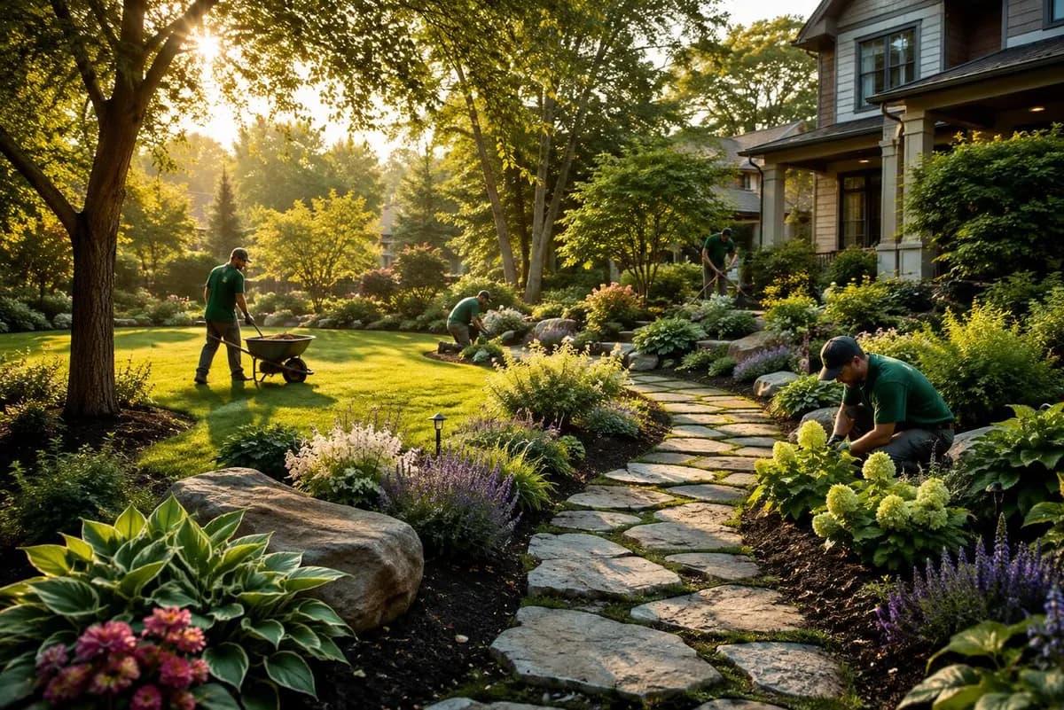 Landscaping professional at work