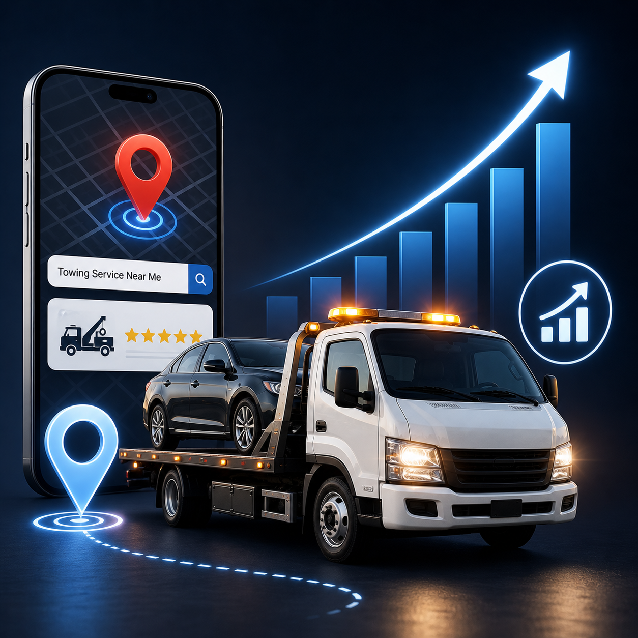 Tow truck ready for roadside dispatch service