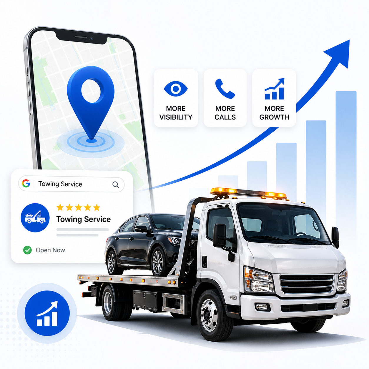 Roadside towing response vehicle and service team