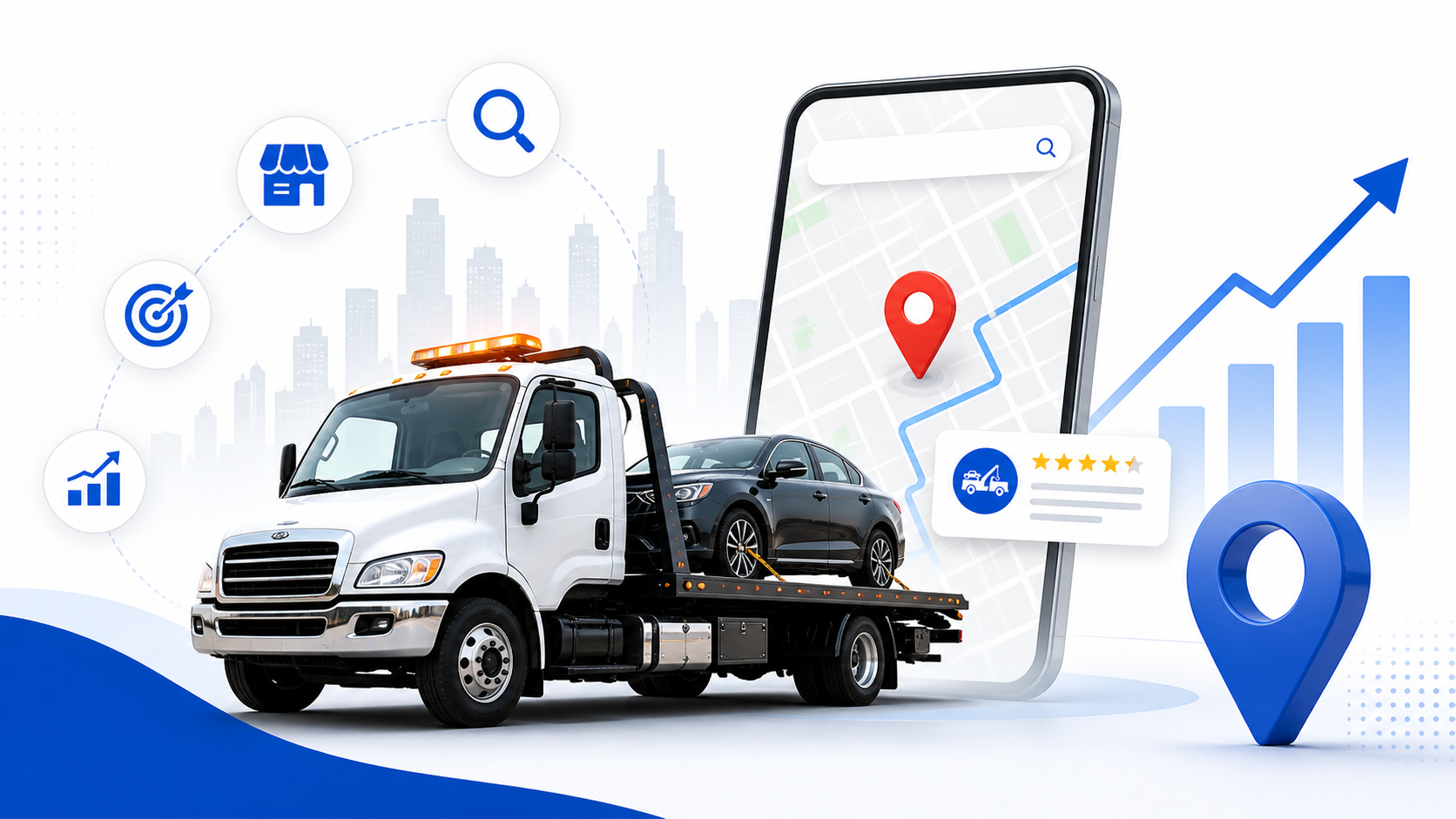 Professional towing vehicle ready for emergency local service