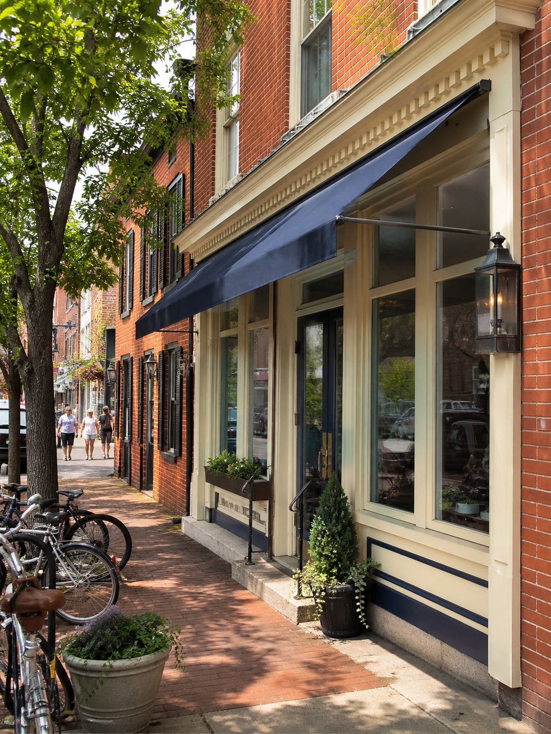 Independent storefront on a tree-lined Delaware main street