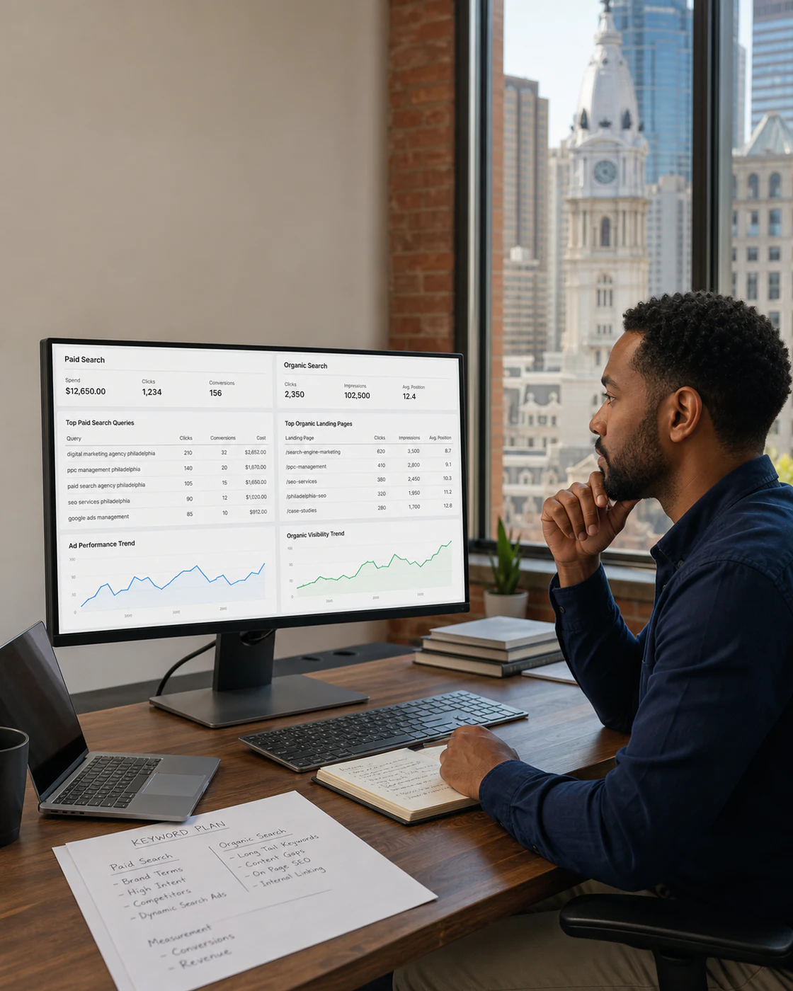 Philadelphia search strategist comparing paid and organic performance